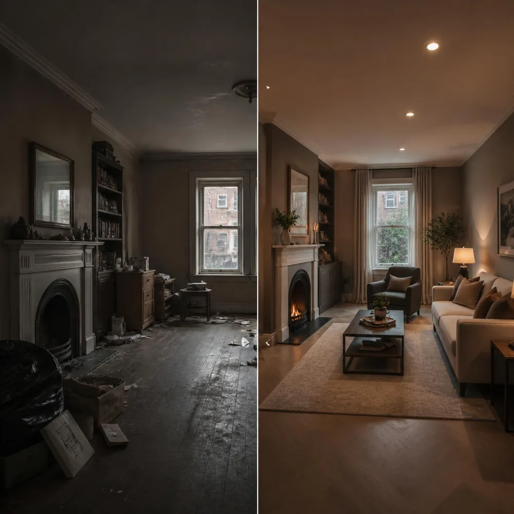 Before and after of real service work
